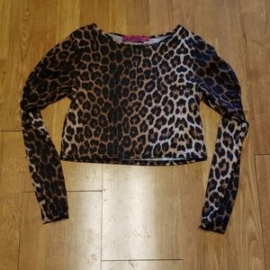 BooHoo leopard print LS crop top sz 8